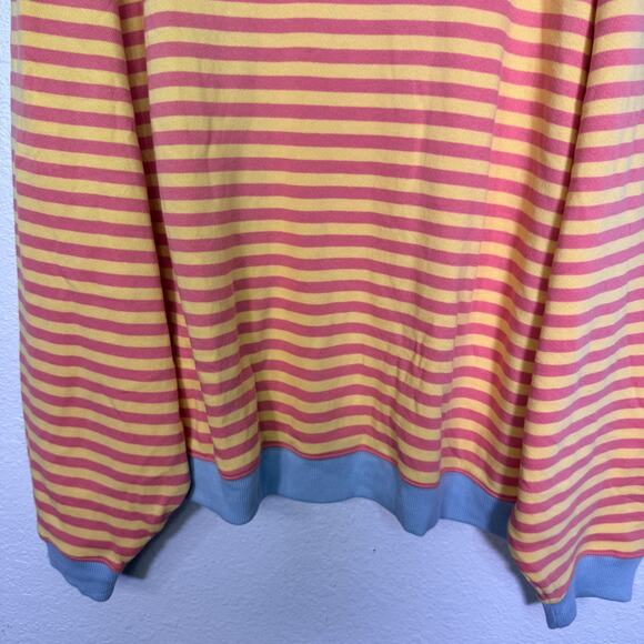 Free People Sweatshirt Womens Large Classic Striped Oversized Crewneck Tangerine - Picture 5 of 10